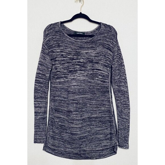Ellen Tracy Sweater Womens Small Purple Marled Knit Tunic Long Sleeve Boho - Picture 2 of 8